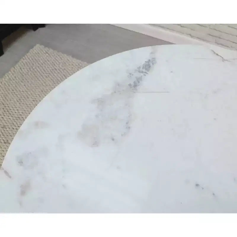 Table à manger ronde plateau marbre noir/blanc pour 2