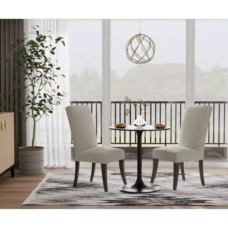 Table à manger ronde plateau marbre noir/blanc pour 2