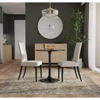 Table à manger ronde plateau marbre noir/blanc pour 2