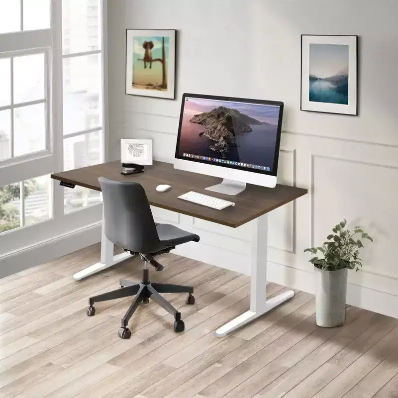 Bureau électrique réglable en hauteur à deux moteurs, blanc, pour 1 personne