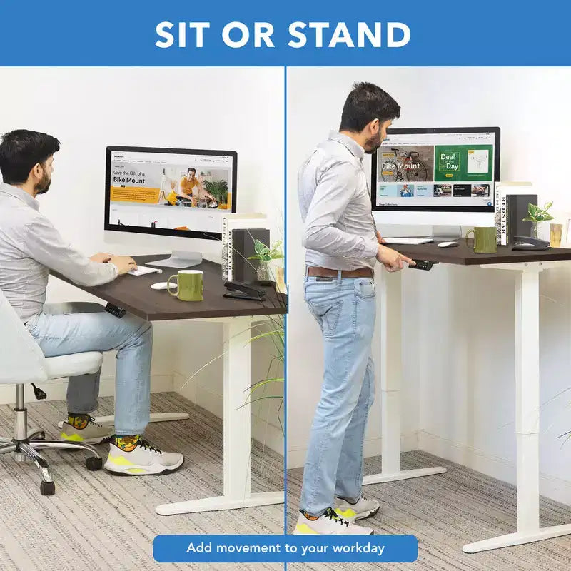 White Dual Motor Electric Height-Adjustable Standing Desk for 1