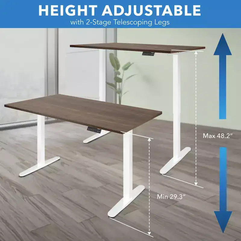 White Dual Motor Electric Height-Adjustable Standing Desk for 1