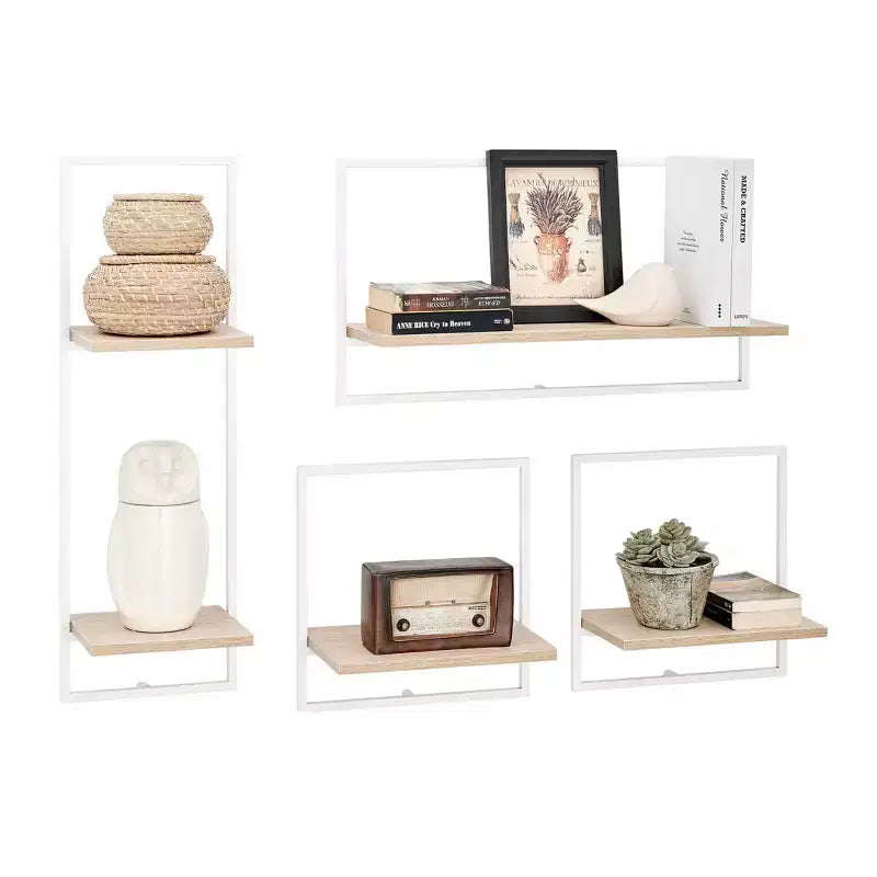 Lot de 4 étagères murales flottantes encadrées (noir/marron/blanc) pour 1