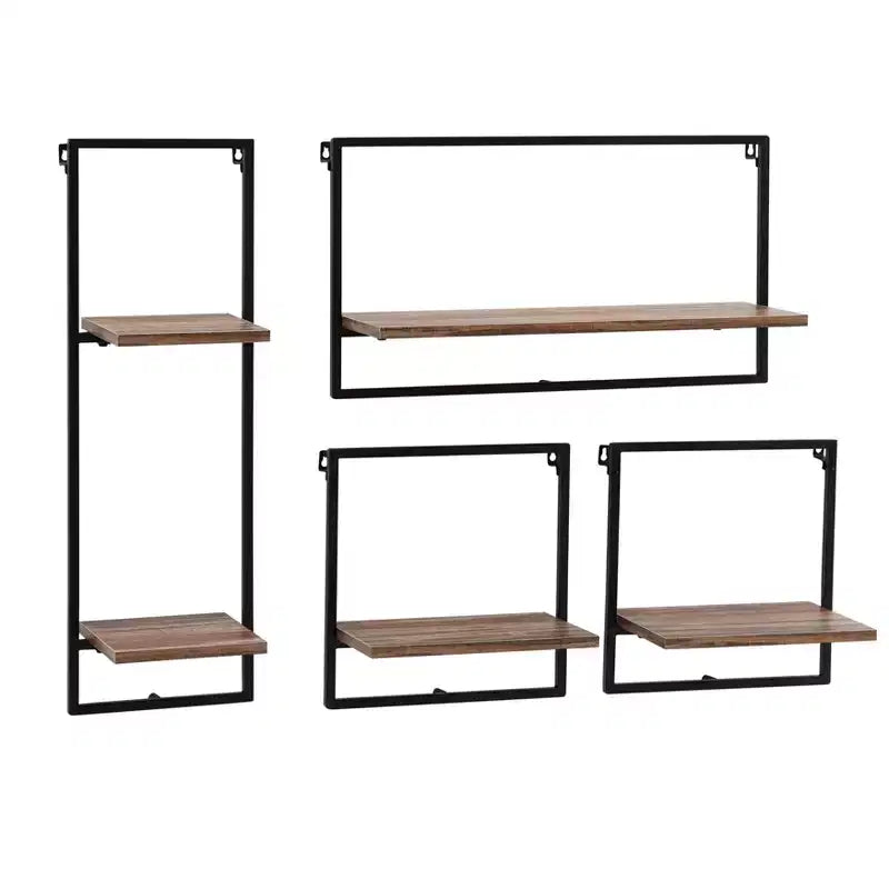 Lot de 4 étagères murales flottantes encadrées (noir/marron/blanc) pour 1
