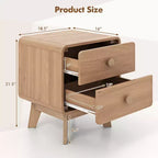 Table de chevet marron à 2 tiroirs avec pieds en bois d'hévéa pour 1