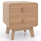 Table de chevet marron à 2 tiroirs avec pieds en bois d'hévéa pour 1