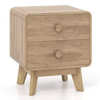 Table de chevet marron à 2 tiroirs avec pieds en bois d'hévéa pour 1