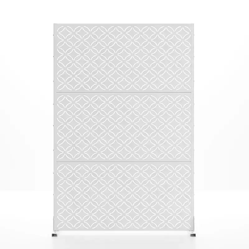 Brise-vue extérieur en acier galvanisé noir/blanc avec motif floral pour 1