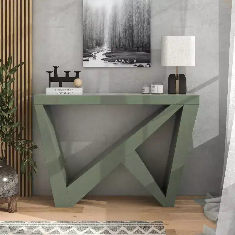 Console moderne géométrique noir/crème/rouge/vert sauge pour 1