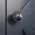 Meuble de bar en bois gris/bleu marine/blanc cassé avec portes en verre et rangement pour 1 bouteille de vin