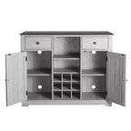 Meuble de bar en bois gris/bleu marine/blanc cassé avec portes en verre et rangement pour 1 bouteille de vin