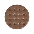 Ottoman de rangement rond capitonné en similicuir noir/marron pour 1 personne