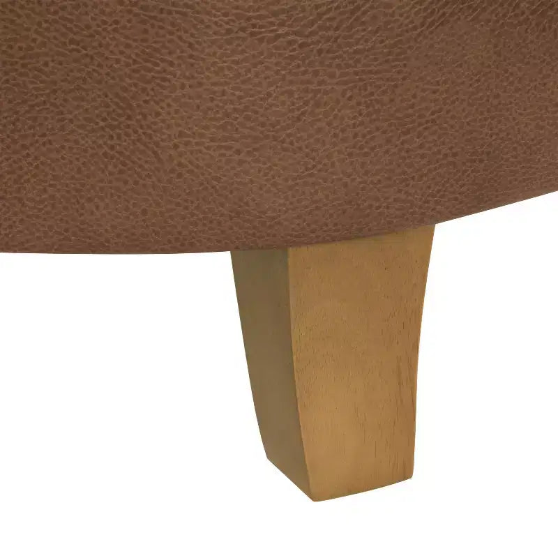 Ottoman de rangement rond capitonné en similicuir noir/marron pour 1 personne